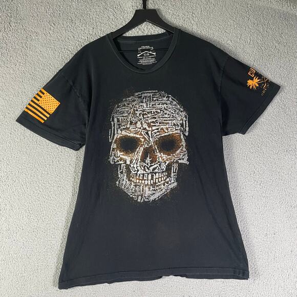 Grunt Style Skull Graphic Tee XXL Black USA Flag Military Shirt Cotton Patriotic - Picture 4 of 8